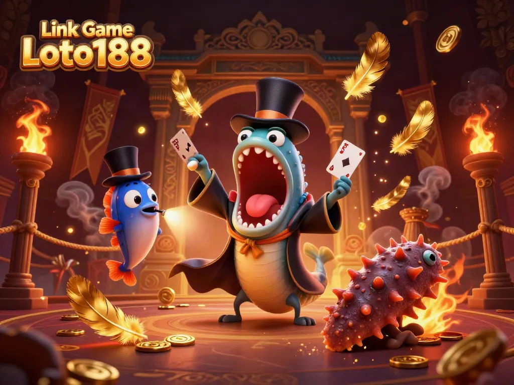Experience the excitement of Link Game Loto188 with a magical casino scene featuring unique sea creatures.