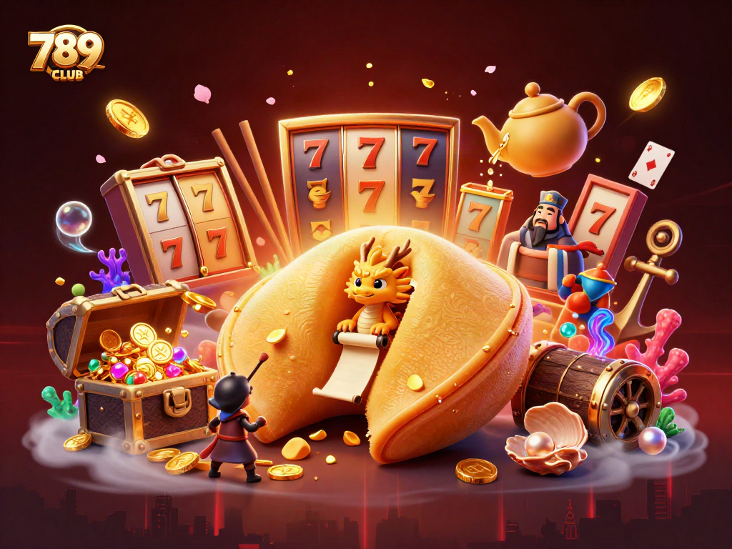 Experience the excitement of 789CLUB with a vibrant casino-themed fantasy illustration featuring dynamic characters.