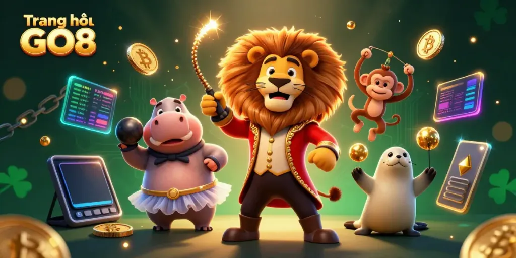 Win big at Trang chủ GO8 with this vibrant circus-themed casino illustration filled with energy!