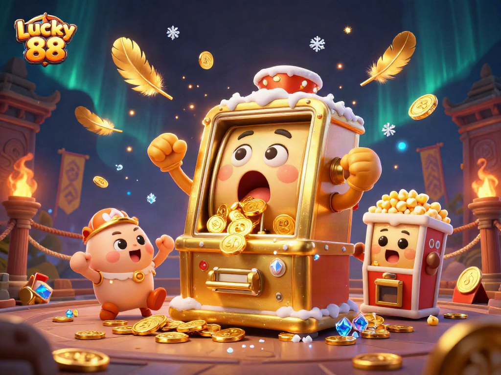 Experience the thrilling excitement of Lucky 88 as golden coins spill from the slot machine jackpot.