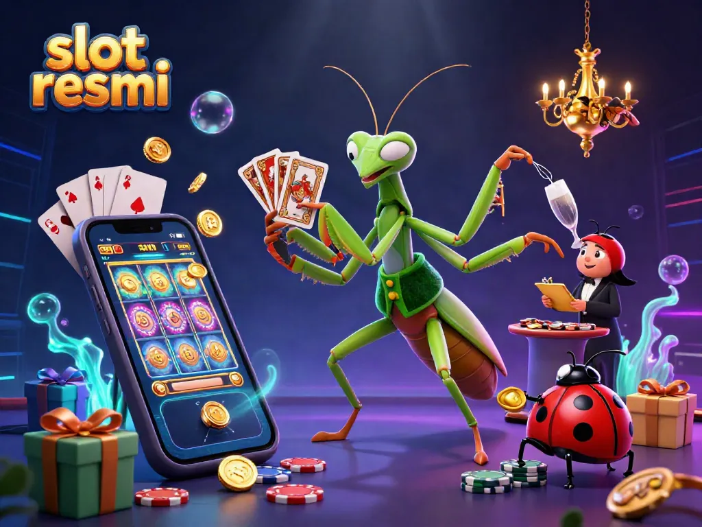 Experience excitement with slot resmi featuring a giant praying mantis and engaging casino elements.