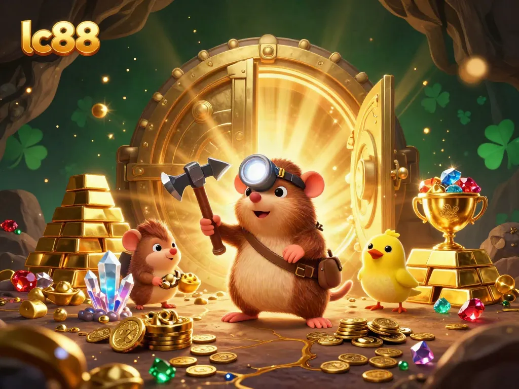 Experience thrilling lc88 casino adventures with a treasure hunter mole and glowing gems.