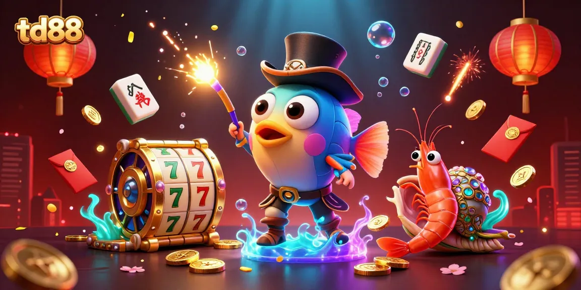 Spin to win at td88 with this vibrant 3D cartoon casino scene featuring dazzling treasures.