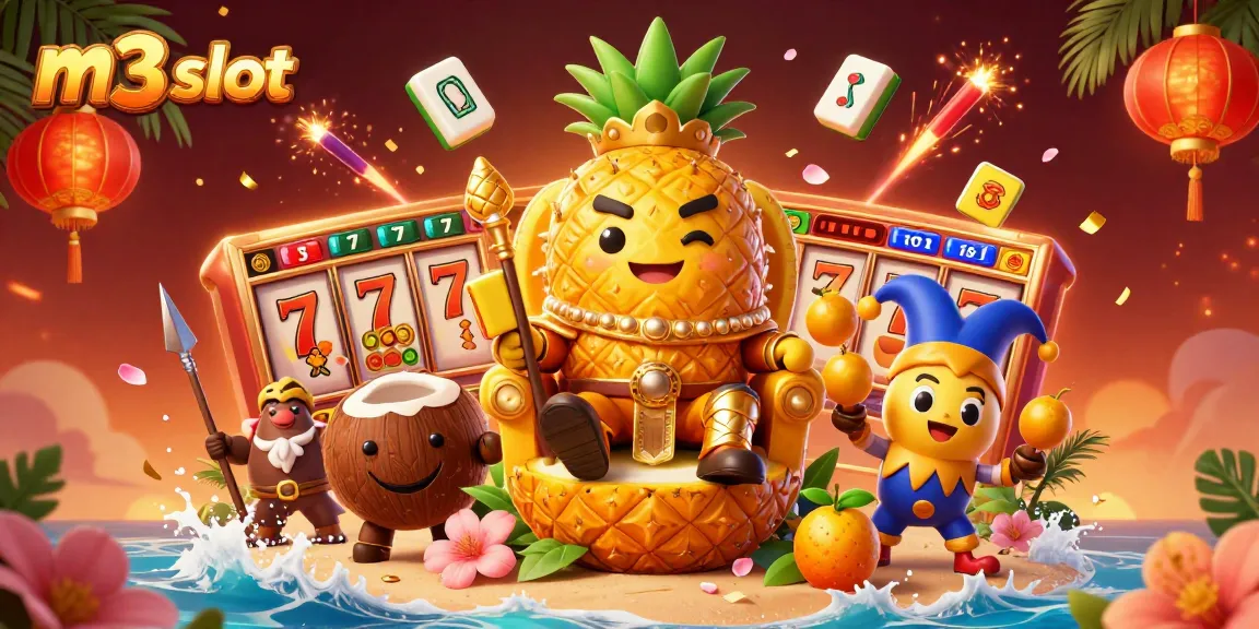 Engage with m3 slot games featuring golden pineapple king and vibrant casino elements