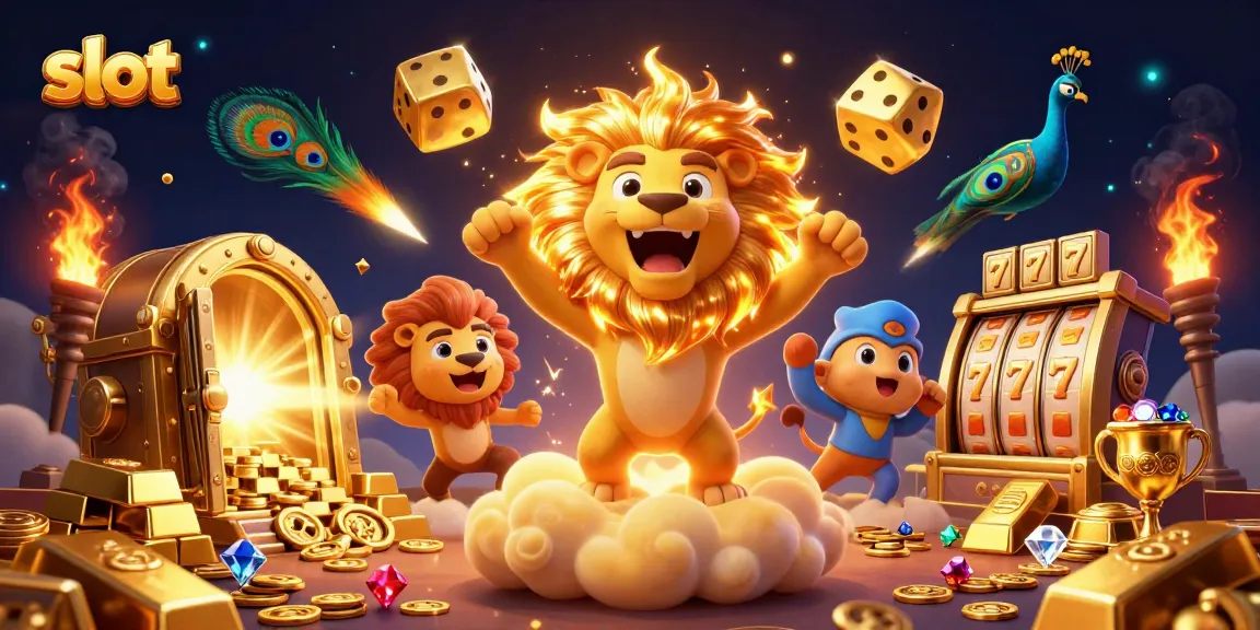 Mesin slot memicu jackpot dengan simbol peruntungan dan berlian berkilau mengelilingi atmosfer kasino.