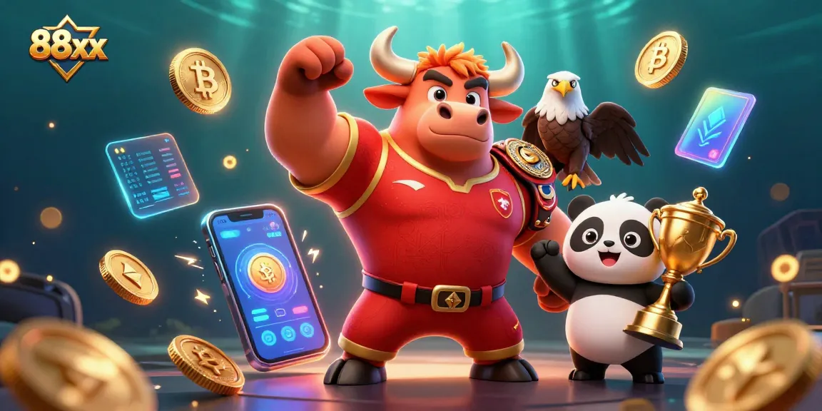 Win big with 88xx in this dynamic casino illustration showcasing exciting gaming elements.