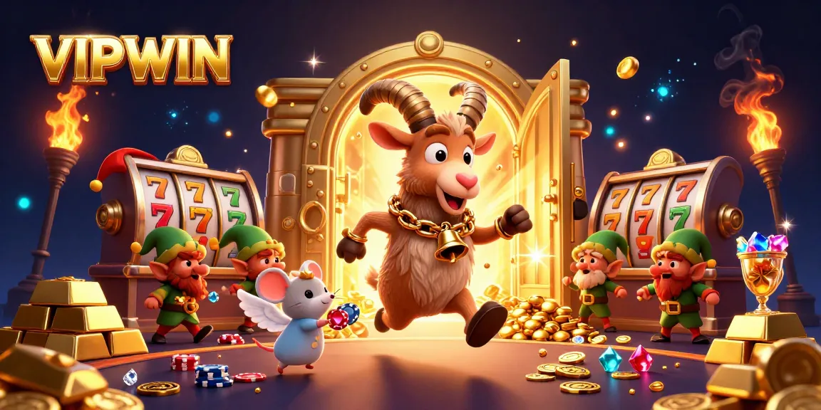 Experience the excitement of VIPWIN with this engaging 3D casino illustration featuring lively characters and dynamic gaming elements.