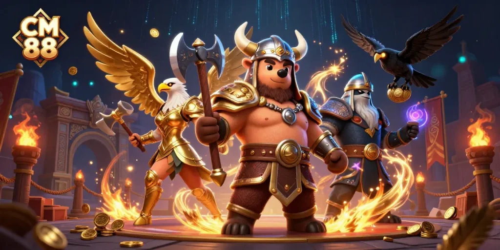 Engage in thrilling adventures with CM 88's vibrant casino atmosphere featuring magical elements and iconic characters.