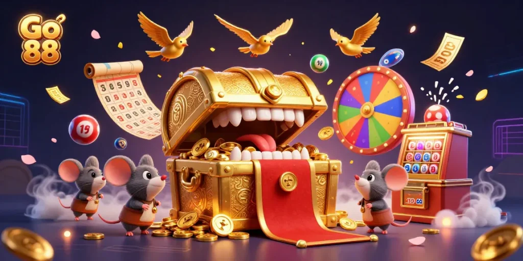 Engage with Go 88 for vibrant lottery excitement featuring dynamic colorful elements.