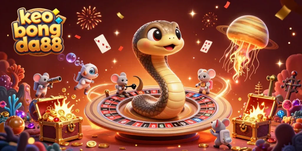 Experience thrilling bets with keo bong da88 illustrated in a vibrant cosmic casino scene.