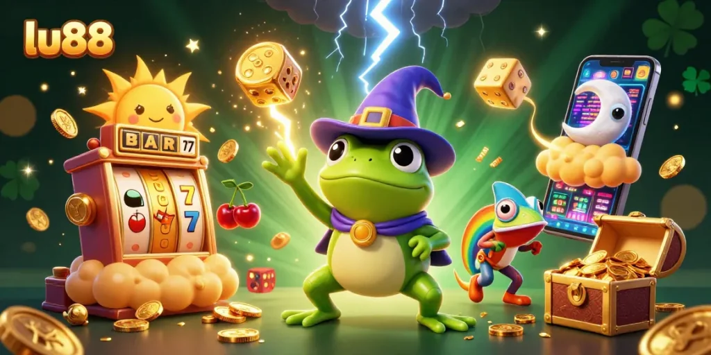 Spin golden slots and win big at lu88 with vibrant characters and thrilling casino elements.