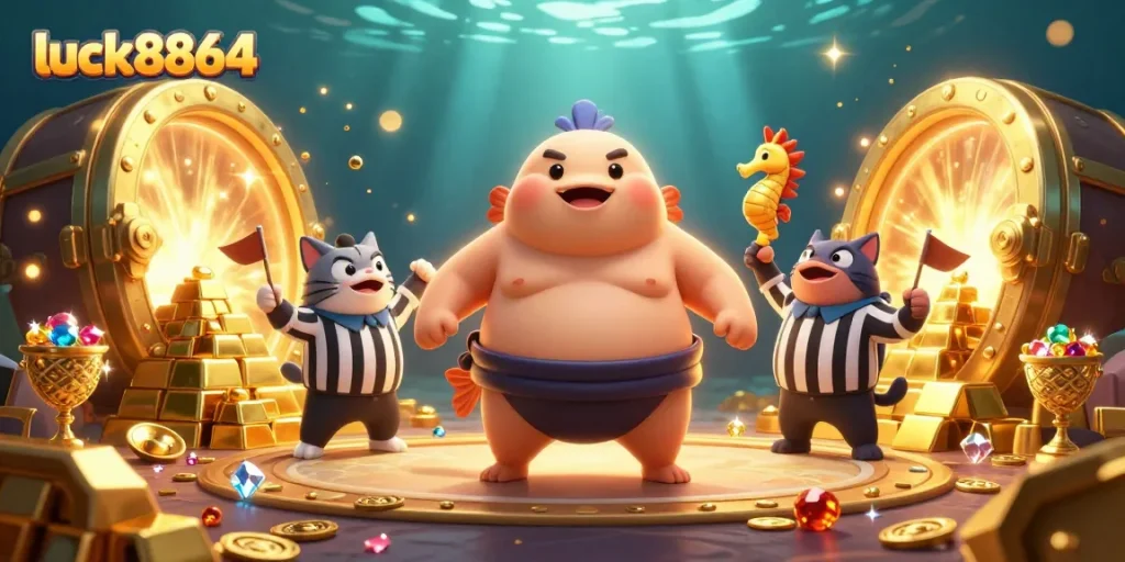 Experience vibrant luck8864 excitement with lively underwater casino characters and treasures.